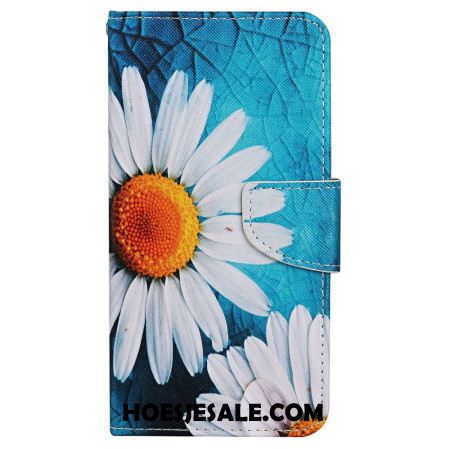 Leren Hoesje Voor Samsung Galaxy A15 5g Grote Bandchrysant