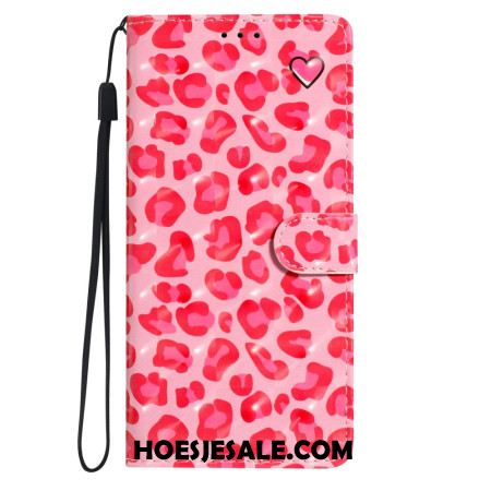 Leren Hoesje Voor Samsung Galaxy A16 5g Roze Luipaard