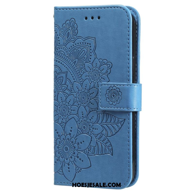 Leren Hoesje Voor Samsung Galaxy S24 5g Bloemenmandala Met Koord