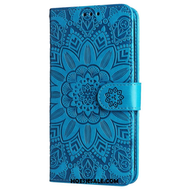 Leren Hoesje Voor Samsung Galaxy S24 5g Flamboyante Mandala Met Riempje