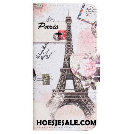 Leren Hoesje Voor Samsung Galaxy S24 Fe Vintage Eiffeltoren