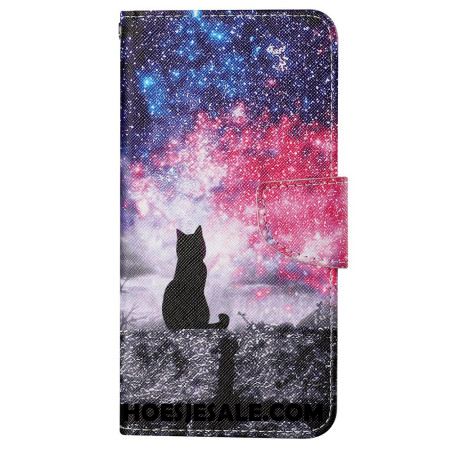 Leren Hoesje Voor Samsung Galaxy S24 Plus 5g Sterrenhemel Met Draagkoord Cat