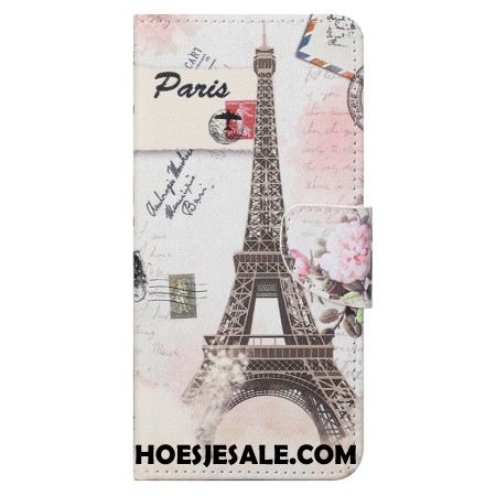 Leren Hoesje Voor Samsung Galaxy S24 Ultra 5g Vintage Eiffeltoren