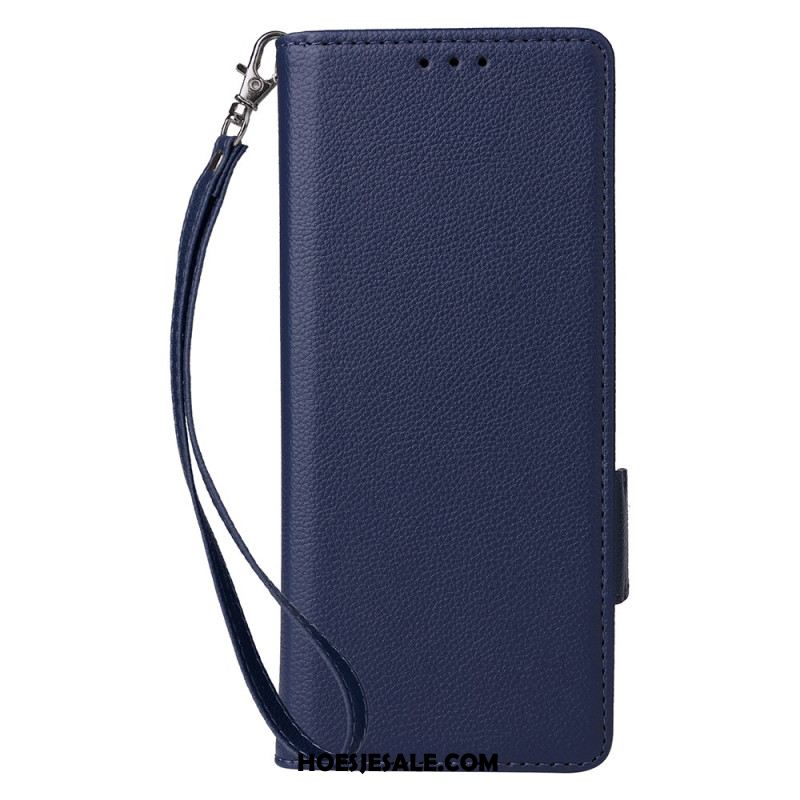 Leren Hoesje Voor Samsung Galaxy Z Fold 6 Dubbele Sluiting En Riem