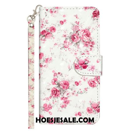 Leren Hoesje Voor Xiaomi 14t Roze Bloemen Met Riem