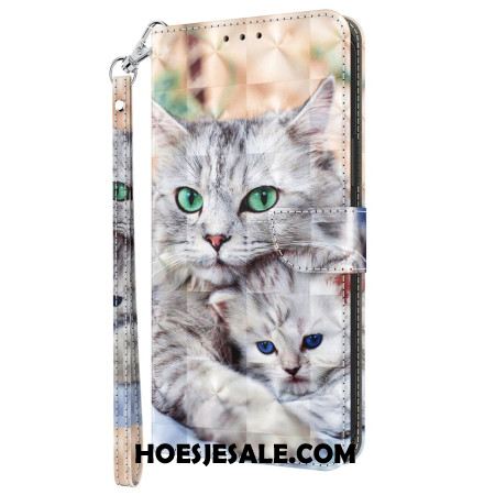 Leren Hoesje Voor Xiaomi Redmi Note 13 4g Twee Stringkatten