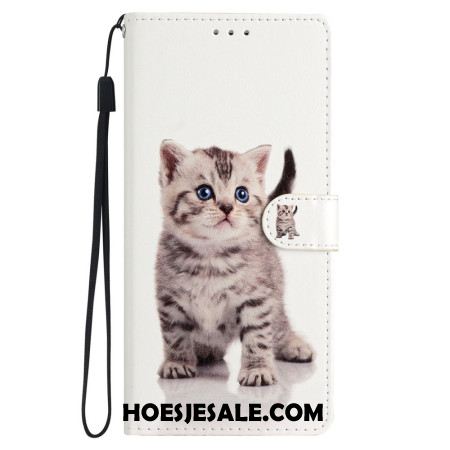 Leren Hoesje Voor iPhone 16 Katje Met Riempje