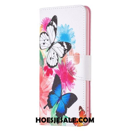 Leren Hoesje Voor iPhone 16 Plus Twee Vlinders