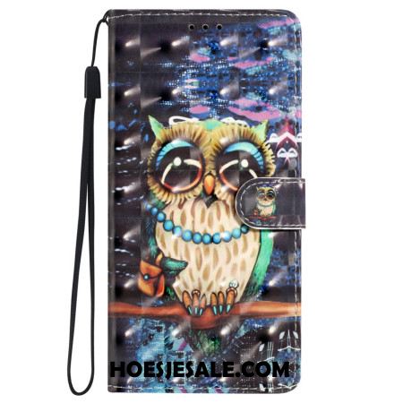 Leren Hoesje Voor iPhone 16 String Uil