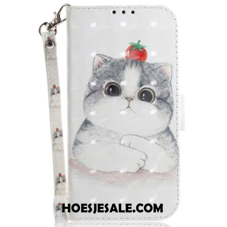 Leren Hoesje Xiaomi 14 Schattige Kat Met Riem Bescherming Hoesje