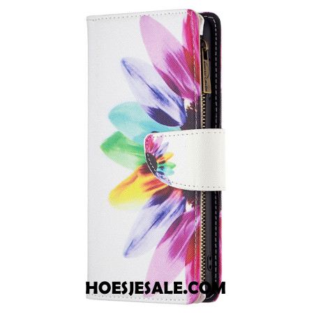 Leren Hoesje Xiaomi Redmi Note 13 Pro 4g Portemonnee Met Aquarelbloemen En Riem Bescherming Hoesje