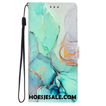 Leren Hoesje iPhone 16 Groen Marmer Bescherming Hoesje