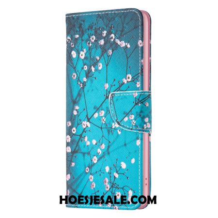 Leren Hoesje iPhone 16 Plus Pruimenbloesems Bescherming Hoesje