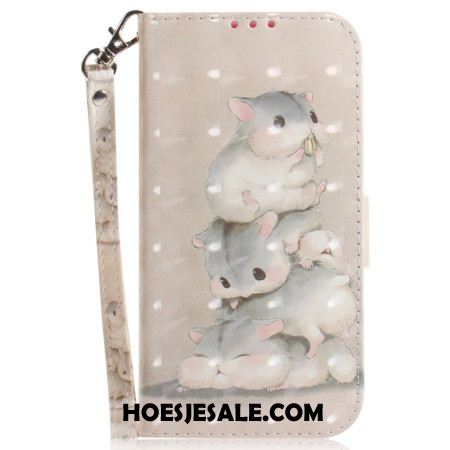 Leren Hoesje iPhone 16 Pro Hamsters Met Riem