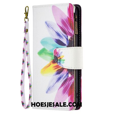 Leren Hoesje iPhone 16 Pro Portemonnee Met Aquarelbloemen Bescherming Hoesje