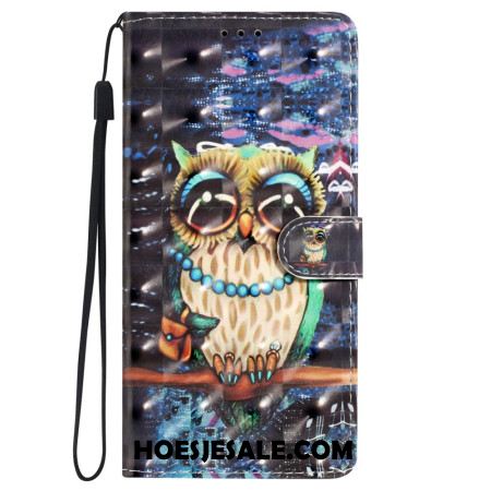 Leren Hoesje iPhone 16 Pro String Uil Bescherming Hoesje