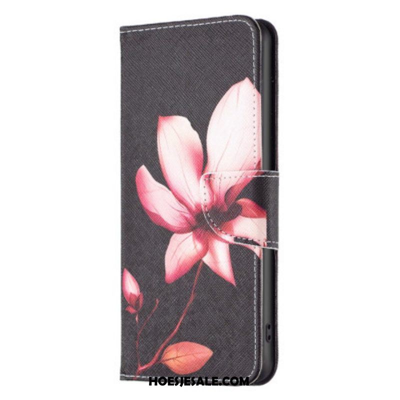 Leren Hoesje voor Xiaomi Redmi Note 12 5G Roze Bloem